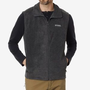 Men’s Columbia Steens Mountain Fleece Vest Charcoal Gray Black Medium